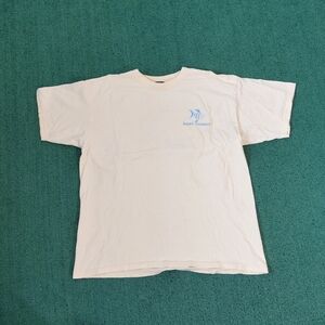 VINTAGE Saint Thomas Tropical Fish Light Yellow Embroidered T Shirt Size XL